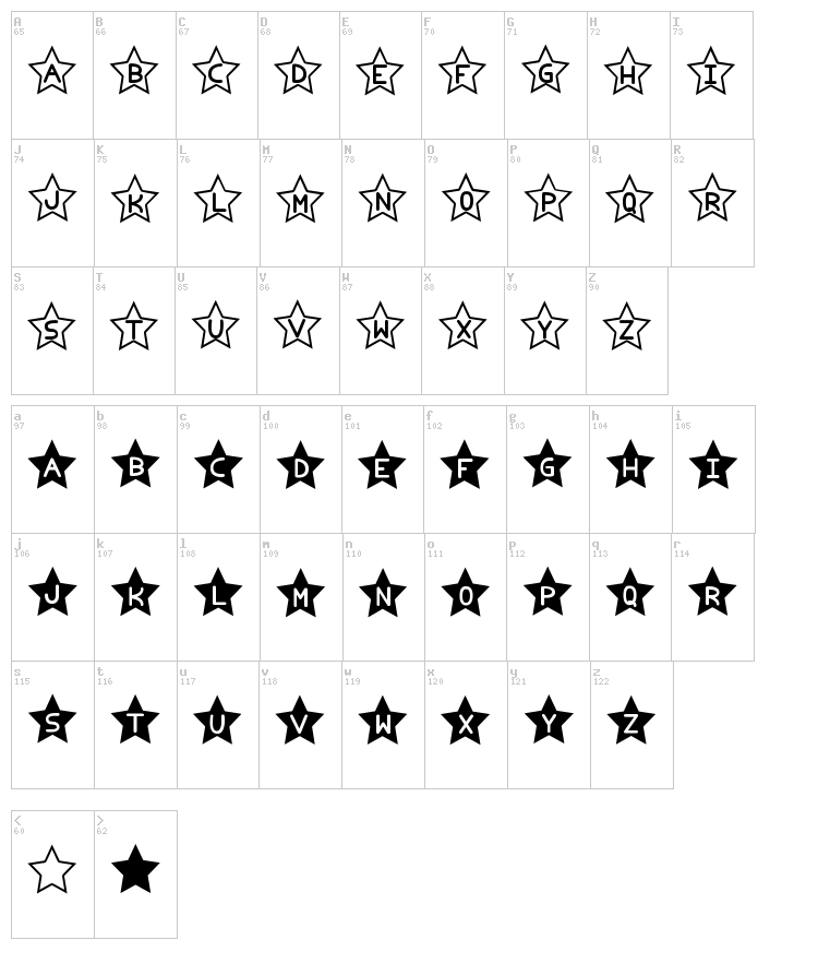 Estrellado TFB font map